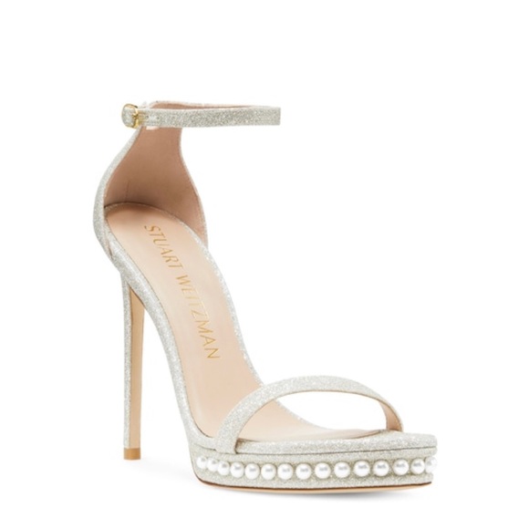 Stuart Weitzman Nudistdisco Pearl Platform Sandals 10 - Picture 2 of 16